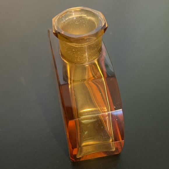 Antique Heinrich Hoffmann Amber/Yellow Perfume Bottle and Stopper- Venus & Cupid - Picture 4 of 16